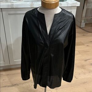 EUC Shamask lightweight leather long sleeves linen blend shirt - snap front